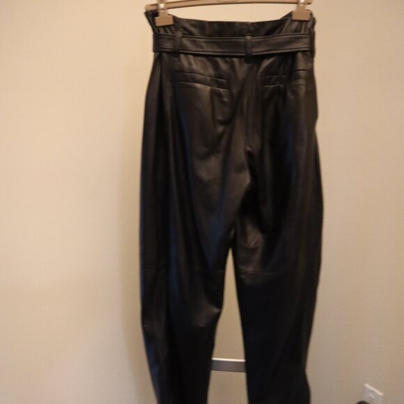 Brunello Cucinelli Leather Monili Pants Black Belted Relaxed Fit $6,275 Size 8 - Picture 4 of 10